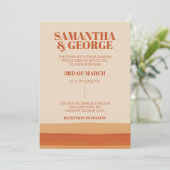 レトロウォーターストライプカラーテラコッタオレンジ結婚ズ 招待状 (スタンド正面)