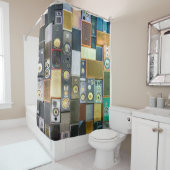 レトロウォールつる:ヴィンテージ・スピーカデザイン シャワーカーテン (インサイチュ)