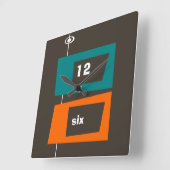 レトロウォールクロック – 変更可能な背景色！ スクエア壁時計 (傾斜)