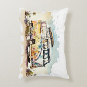 レトロウオーターカラーヒッパイバス花付き アクセントクッション (正面(垂直))