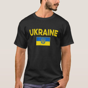 レトロウクライナ国旗ヴィンテージ国旗ウクレニ Tシャツ