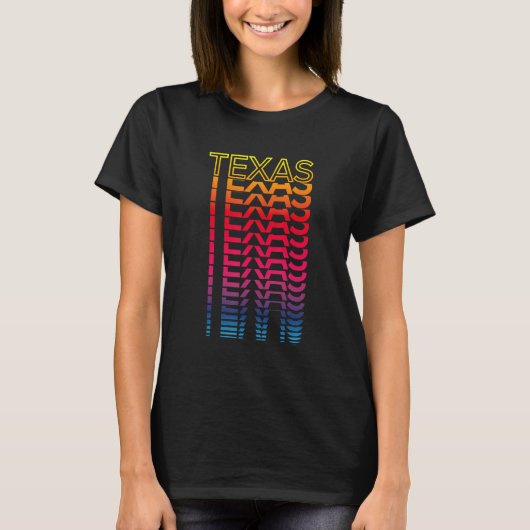 レトロウサカラフル州ノスタルジックテキサス州 Tシャツ (正面)