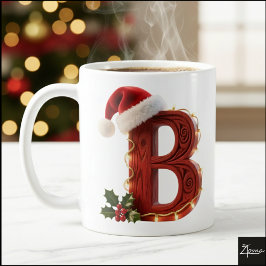 レトロウッドクリスマス 文字Bイルミネーション コーヒーマグカップ