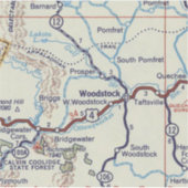 レトロウッドストックバーモントマップ シール (正面)