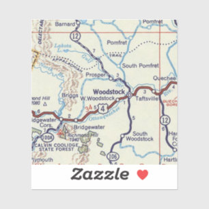 レトロウッドストックバーモントマップ シール