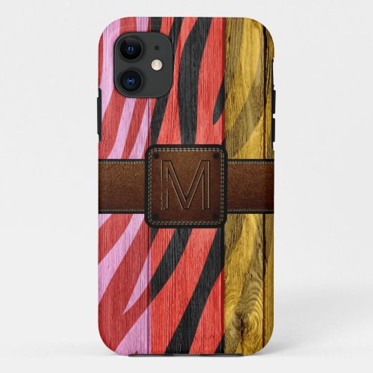レトロウッドブラウンレザールック Case-Mate iPhoneケース (裏面)