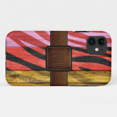 レトロウッドブラウンレザールック Case-Mate iPhoneケース (裏面(横))