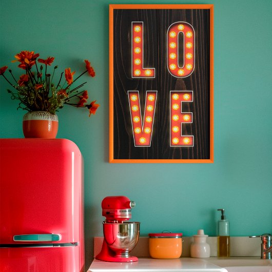 レトロウッドロマンチックラブ引用文アートデコール ポスター