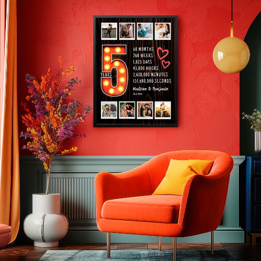 レトロウッド5周年記念カスタム写真コラージュ ポスター