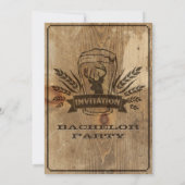 レトロウッド ビール＆スタッグ バチェラーパーティーカード 招待状 (裏面)