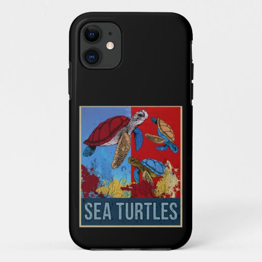 レトロウミガメ贈り物の水中カメ Case-Mate iPhoneケース (裏面)