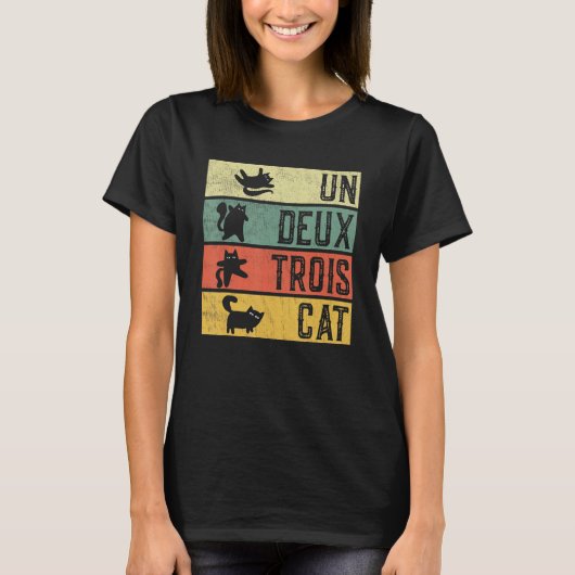 レトロウンドゥトロワカ子猫フランスの猫 Tシャツ (正面)