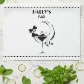 レトロウーマンインマルティニガラスバー キッチンタオル (折り畳み)