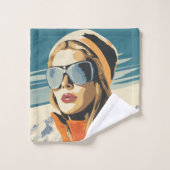 レトロウーマンポートレートインザスノー バスタオルセット (ウォッシュタオル)