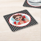 レトロウーマン紙コースター スクエアペーパーコースター (アングル)