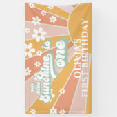 レトロウールリトルサンシャインデイジー誕生日バナー 横断幕 (縦)