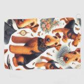 レトロエアデールテリアシームレス ゴルフタオル (横)