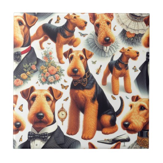 レトロエアデールテリアシームレス タイル (正面)