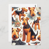 レトロエアデールテリアシームレス ポストカード (正面/裏面)