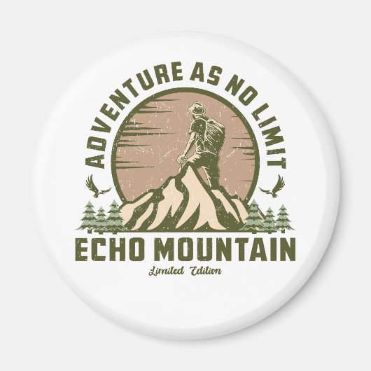 レトロエコーマウンテンハイクサンセットTシャツ マグネット (正面)