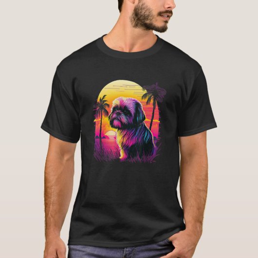 レトロエステティックシーズー（犬）ズドッグ Tシャツ (正面)