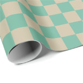 レトロエステティックチェッカーボードパターンミントと砂 ラッピングペーパー (ロールコーナー)