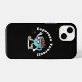 レトロエスプレッソ自分自身踊りコーヒー iPhoneケース (裏面横)