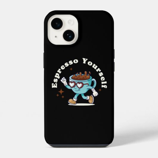 レトロエスプレッソ自分自身踊りコーヒー iPhoneケース (裏面)