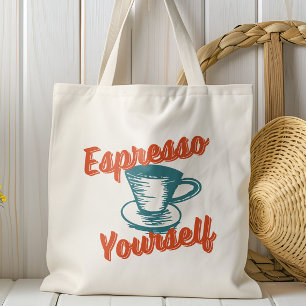 レトロエスプレッソ自分，コーヒー，ラテ, イタリアン トートバッグ