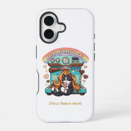 レトロエスプレッソ かわいい猫 コーヒー オリジナルデザイン iPhone 16ケース
