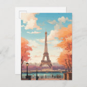 レトロエッフェルタワー,パリ,フランス ポストカード (正面/裏面)