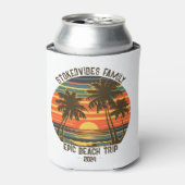 レトロエピックファミリービーチトリップバカパーソナライズされたンス 缶クーラー (缶正面)
