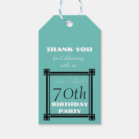レトロエメラルド70歳の誕生日パーソナライズされたプレゼントラベル ギフトタグ (正面)