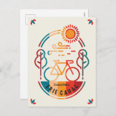 レトロエリー運河の自転車のトレイル。 シーズンポストカード (正面/裏面)