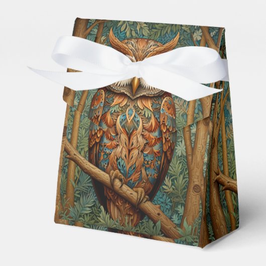 レトロエレガントなフクロウボホボヘミアン森林の緑 フェイバーボックス (正面サイド)