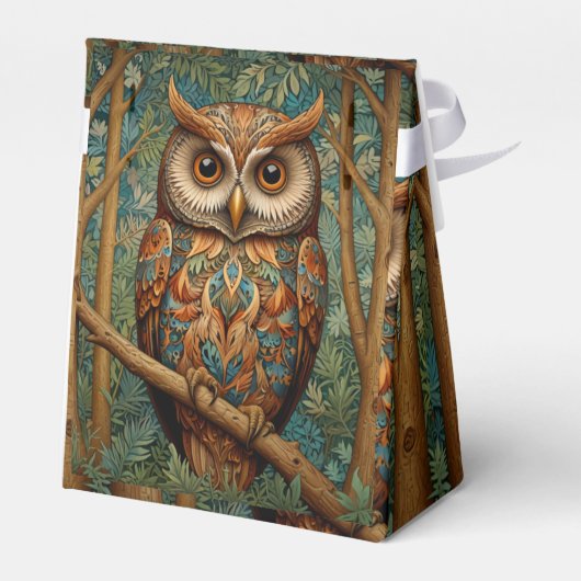 レトロエレガントなフクロウボホボヘミアン森林の緑 フェイバーボックス (裏面サイド)