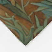 レトロエレガントなフクロウボホボヘミアン森林の緑 フリースブランケット (角)