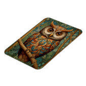 レトロエレガントなフクロウボホボヘミアン森林の緑 マグネット (左側)