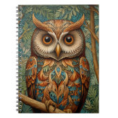 レトロエレガントなフクロウboho artデコ森の緑 ノートブック (正面)