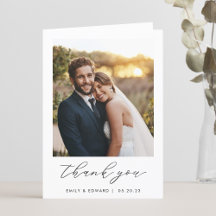 レトロエレガントな手書き風スクリプトの2枚の写真の折りたたみ式結婚式