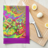 レトロエレガントな水彩色のひまわり畑 キッチンタオル (四つ折り)