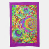 レトロエレガントな水彩色のひまわり畑 キッチンタオル (縦)