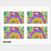 レトロエレガントな水彩色のひまわり畑 長方形シール (シート)