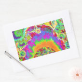 レトロエレガントな水彩色のひまわり畑 長方形シール (封筒)