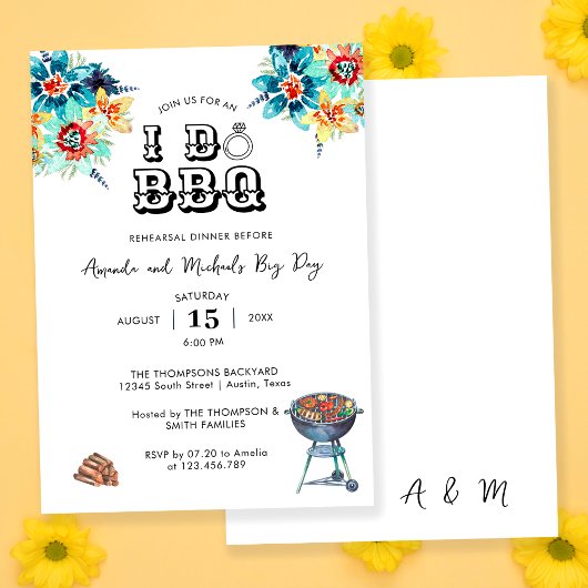 レトロエレガントな裏庭 I Do BBQ リハーサルディナー 招待状