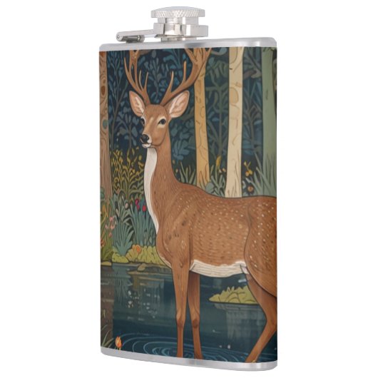 レトロエレガントな鹿ボホ森林の森の緑 フラスク (左)