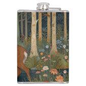 レトロエレガントな鹿ボホ森林の森の緑 フラスク (裏面)