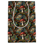 レトロエレガントのキノコの森パターン ミディアムペーパーバッグ (正面)