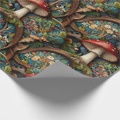 レトロエレガントのキノコの森パターン ラッピングペーパー (角)