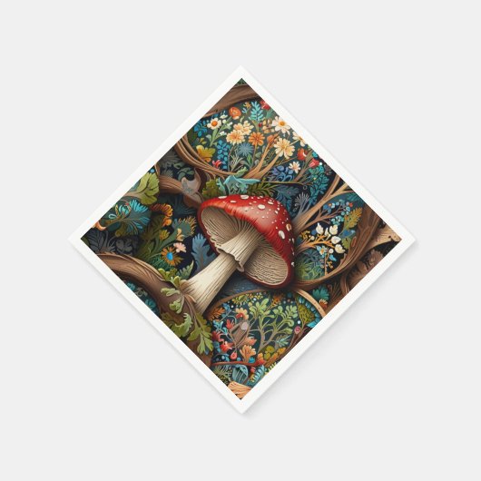 レトロエレガントのキノコ林 スタンダードカクテルナプキン (角)